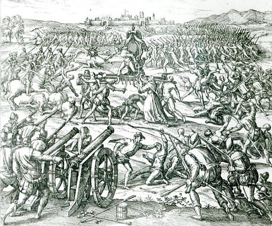 The Battle of Cajamarca a Theodore de Bry