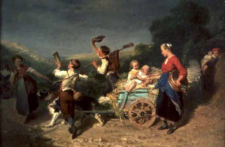 Children with a dog cart a Théodore Gérard