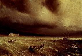 Sea storm in the bay of Naples a Théodore Gudin
