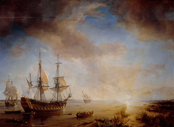Expedition of Robert Cavelier de La Salle (1643-87) in Louisiana in 1684 a Théodore Gudin