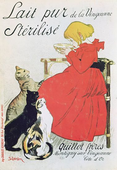 Poster advertising 'Pure Sterilised Milk from La Vingeanne' a Théophile-Alexandre Steinlen