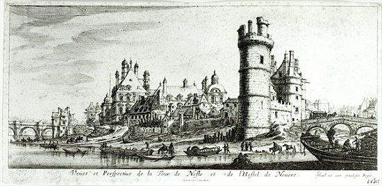 Perspective view of the Tour de Nesle and the Hotel de Nevers a the Younger Silvestre Israel