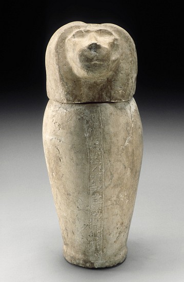 Canopic Jar with Cynocephalous Head a Third Intermediate Period Egyptian