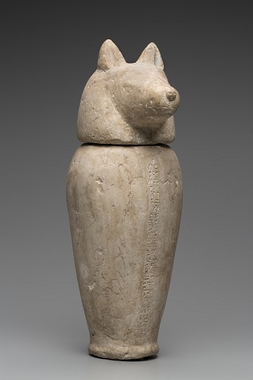 Canopic Jar with Jackal's Head a Third Intermediate Period Egyptian