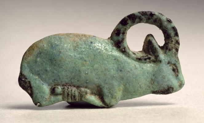 Trussed ibex foundation deposit (faience) a Third Intermediate Period Egyptian