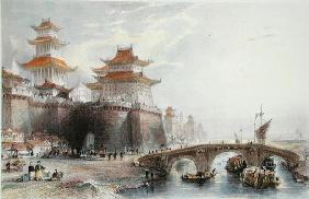 Western Gate of Peking, c.1850 (colour litho)