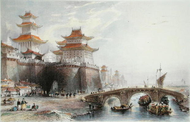 Western Gate of Peking, c.1850 (colour litho) a Thomas Allom