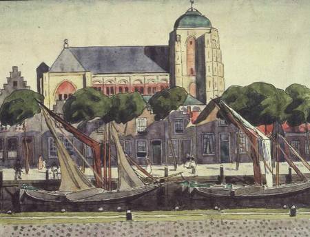 The Church and Harbour at Verre a Thomas Austen Brown