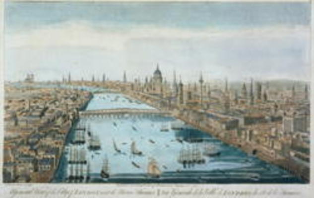 A General View of the City of London and the River Thames, plate 2 from 'Views of London', engraved a Thomas Bowles