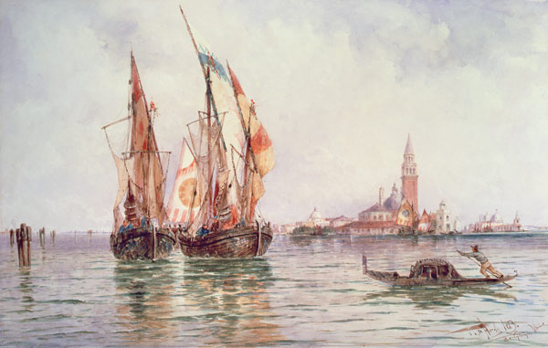 Fishing boats near San Giorgio Maggiore, Venice a Thomas Bush Hardy