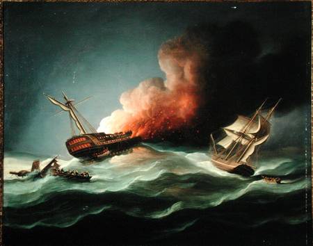 The East Indiaman Kent on Fire in the Bay of Biscay a Thomas Buttersworth