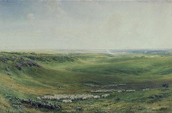 Wide Pastures, Sussex (watercolour) a Thomas Collier