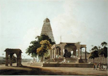The Great Bull, An Hindoo Idol, At Tanjore, plate XXII from 'Oriental Scenery' a Thomas Daniell