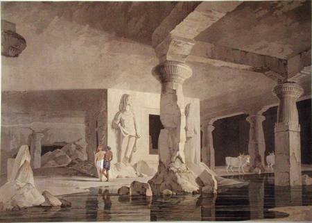 Part of the Temple of the Elephanta, plate VIII from 'Oriental Scenery' a Thomas Daniell