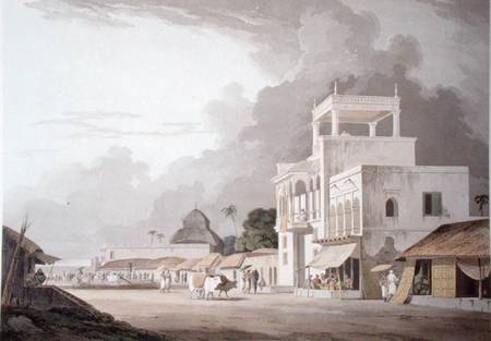 View on the Chitpore Road, Calcutta, plate II from 'Oriental Scenery' a Thomas Daniell