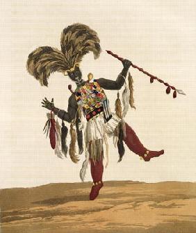 A Captain in his War Dress, from 'Mission from Cape Coast Castle to Ashantee', published 1819 (colou