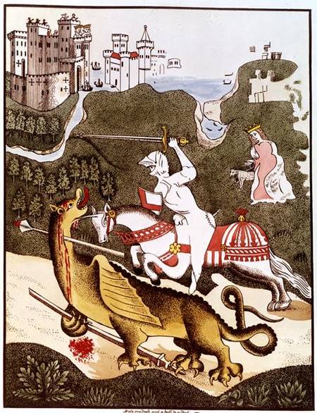 St. George and the Dragon, after an original painting in the Chapel of the Trinity at Stratford Upon a Thomas Fisher Hoxton