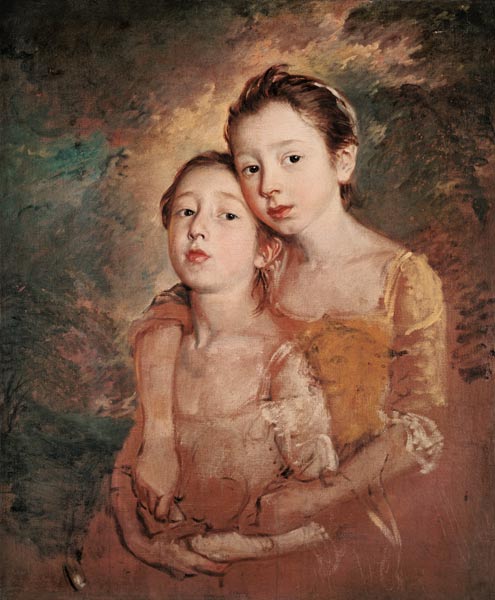 The Painter's Daughters with a Cat a Thomas Gainsborough