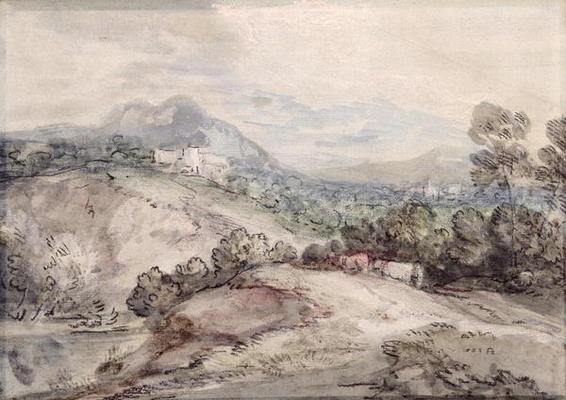 A Hilly Landscape, 1785 (pen, ink and gouache on paper) a Thomas Gainsborough