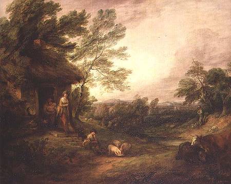 Cottage Door with Girl and Pigs a Thomas Gainsborough