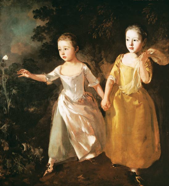 The Painter's Daughters Chasing a Butterfly a Thomas Gainsborough