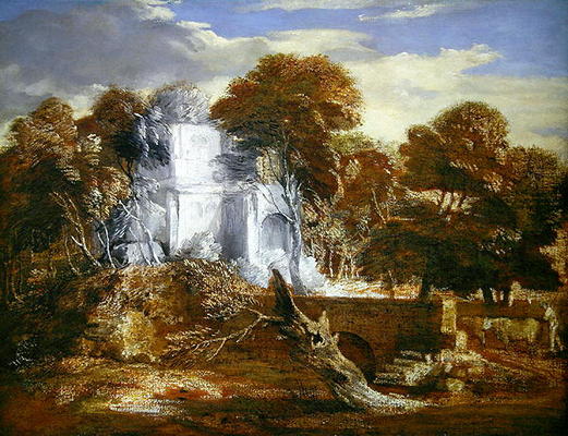Landscape with a Figure and Cattle (oil on canvas) a Thomas Gainsborough