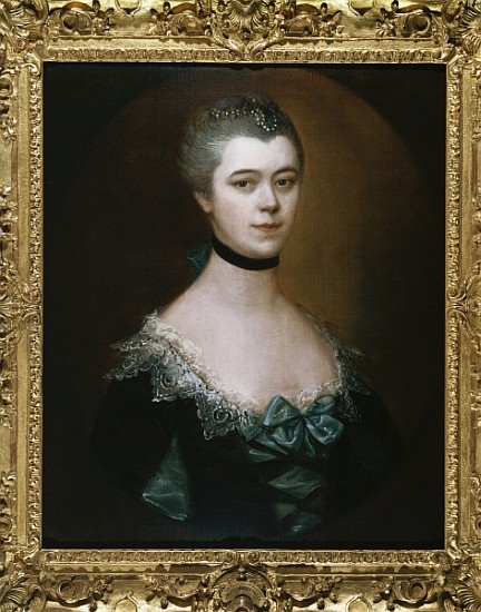 Portrait of the Countess of Sussex, bust length, in a blue dress with black facings a Thomas Gainsborough