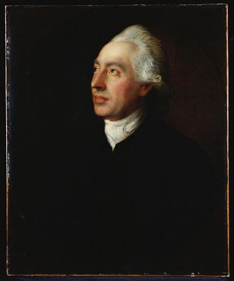Portrait of the Rev. Humphrey Gainsborough in a black coat and white cravat a Thomas Gainsborough