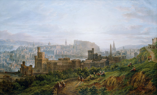 Edinburgh. Look from the Carlton Hill over prison and town to the lock. a Thomas Grant