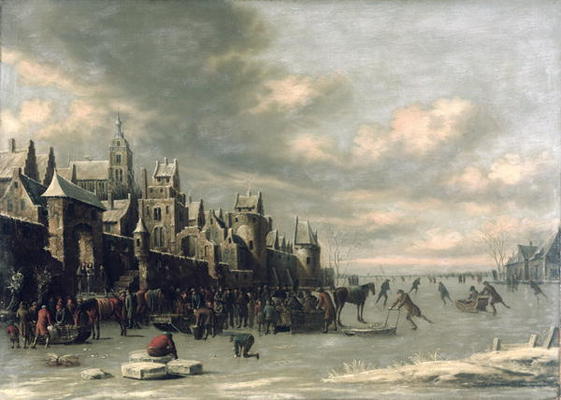 Winter Landscape (oil on canvas) a Thomas Heeremans