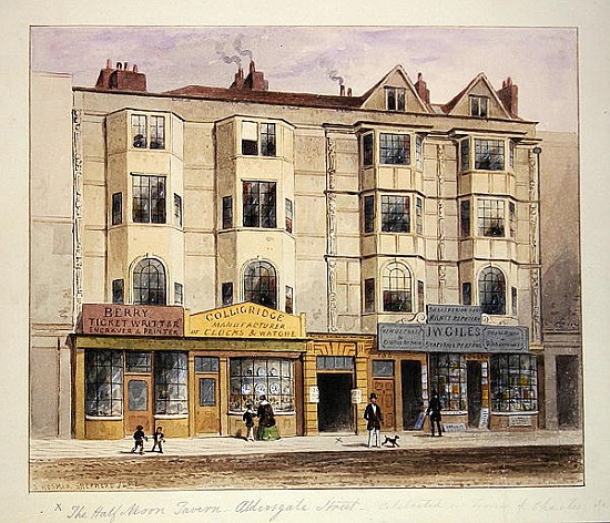 An old House called the Half Moon Tavern, on the West side of Aldersgate Street a Thomas Hosmer Shepherd