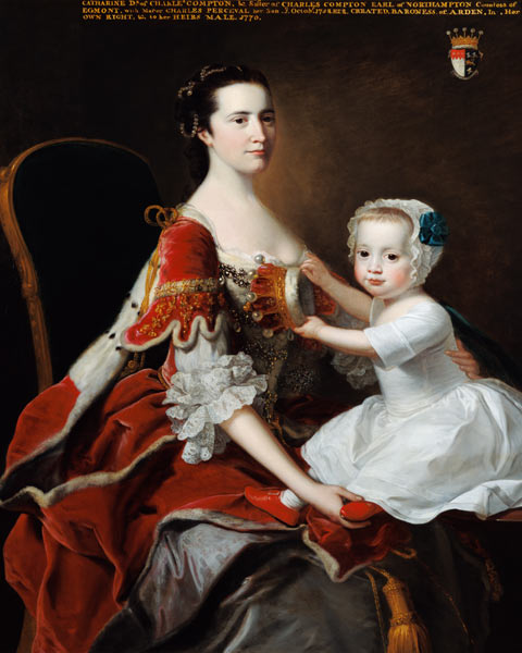 Portrait of Catherine Compton (d.1784) Countess of Egmont and her Eldest Son Charles Perceval (b.175 a Thomas Hudson
