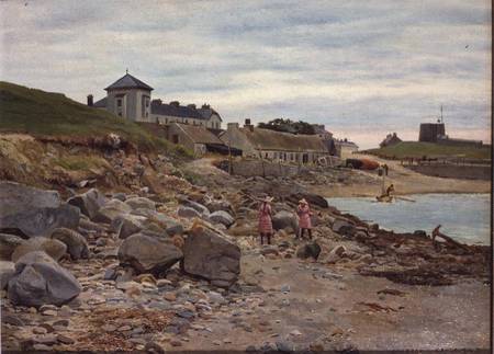 Kingsland, Cornwall, with two girls on a beach a Thomas J. Purchas