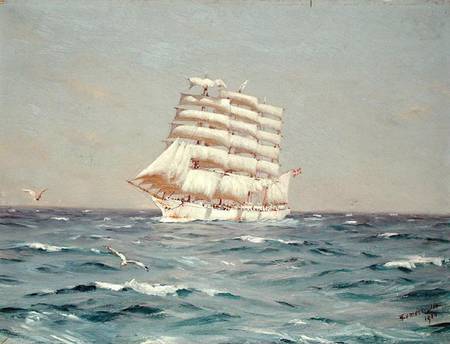 The 'Viking', a four-masted Barque Under Full Sail a Thomas J. Somerscales