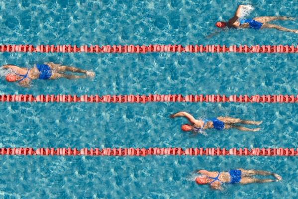 Schwimmwettkampf aus Vogelperspektive a Thomas Lammeyer