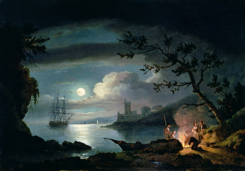 Teignmouth by moonlight a Thomas Luny