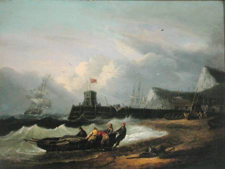 Hauling a Boat Ashore off Dover Harbour a Thomas Luny