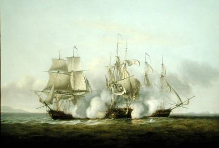 HMS Gore in Action With the French Brigs 'Palinure' and 'Pilade' a Thomas Luny