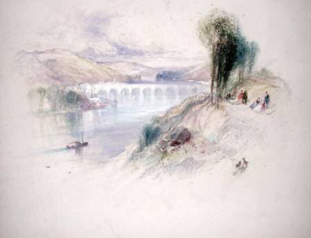 The River Schuylkill (pencil & w/c on paper) a Thomas Moran