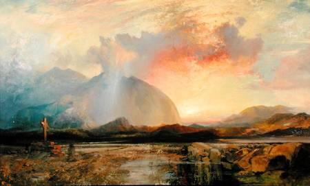 Sunset Vespers at the Old Rugged Cross a Thomas Moran