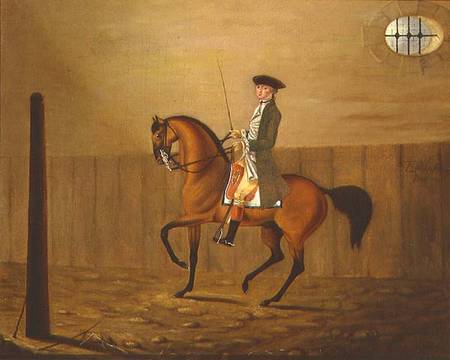 Gentleman on a Bay Horse in a Riding School a Thomas Parkinson