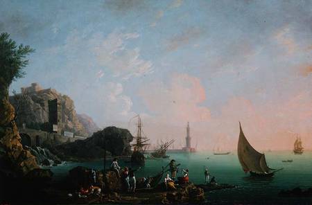 Italian Port Scene (Sunset) a Thomas Patch