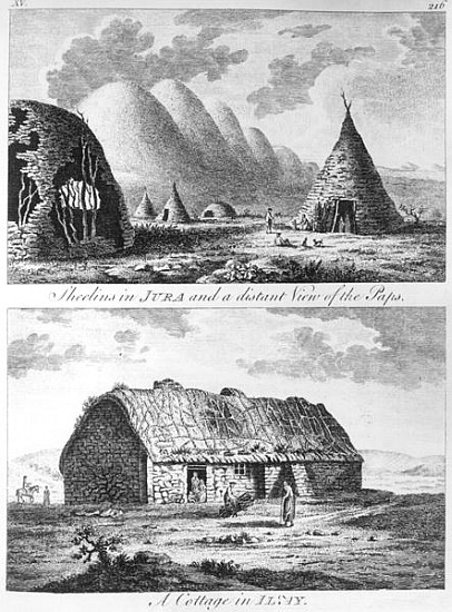Sheelins in Jura and a distant view of the Paps and A Cottage of Islay, from ''A Tour in Scotland, a a Thomas Pennant