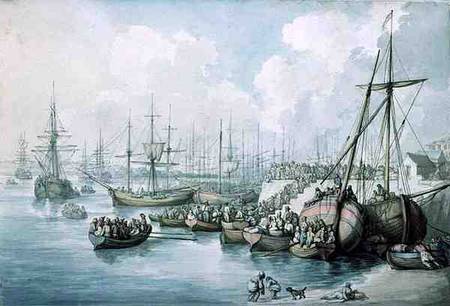 The Disembarkation of the Royalists of Toulon at Southampton in 1794 a Thomas Rowlandson