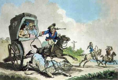 "French Travelling, or The First Stage from Calais", aquatinted by Francis Jukes (1747-1812), pub. b a Thomas Rowlandson