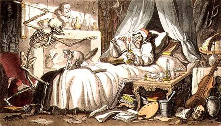 "Fungus, at length, contrives to get/Death's Dart into his Cabinet" a Thomas Rowlandson