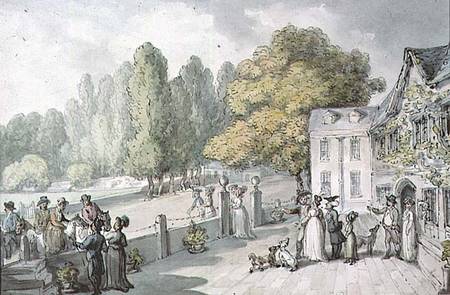 A House with Figures, Formerly Known as 'The Green, Richmond' a Thomas Rowlandson