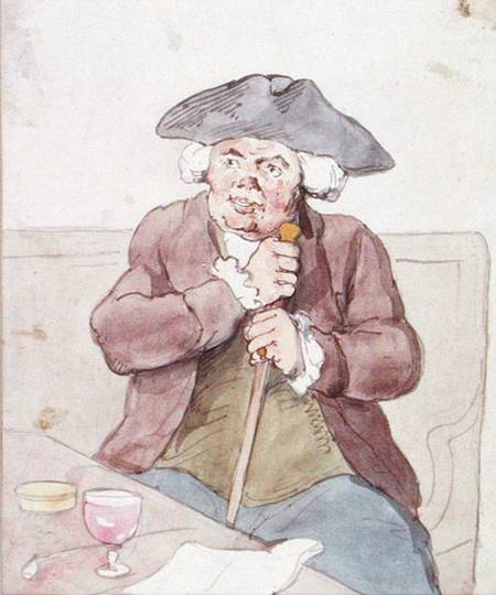 A Man Seated in a Tavern (pen, brown a Thomas Rowlandson