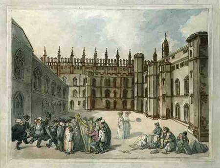 Quadrangle of King's College, Cambridge  & w/c on a Thomas Rowlandson
