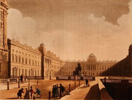 Somerset House, the Strand from Ackermann's 'Microcosm of London' Vol III a Thomas Rowlandson